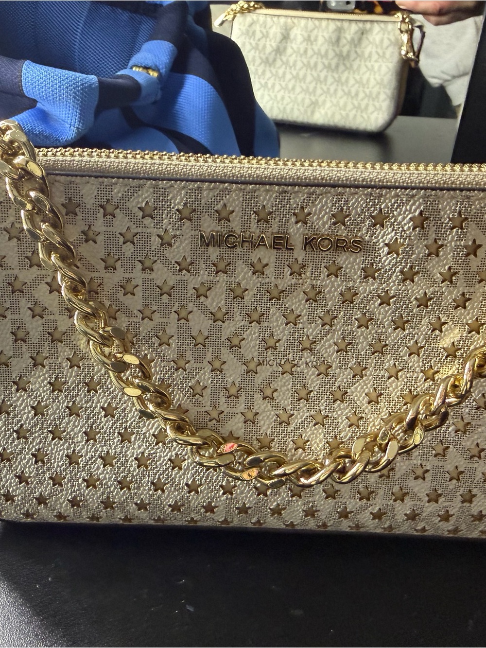 Michael Kors Metallic Gold Star-Studded Chain Shoulder Bag